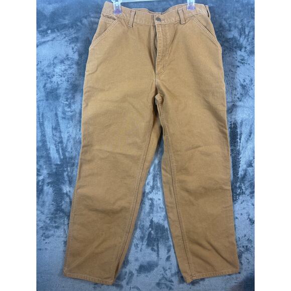 Workwear x Carhartt B11 BRN Washed Duck Work Loose Fit Dungaree Pants SZ 34x32 - Picture 1 of 9
